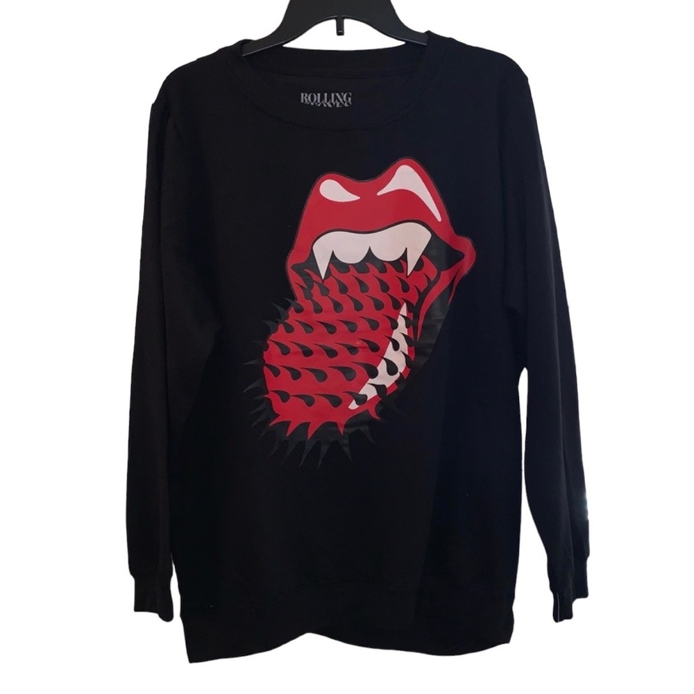 NWOT Rolling StonesTongue On Black Sweat Shirt Unisex Size Large Juniors